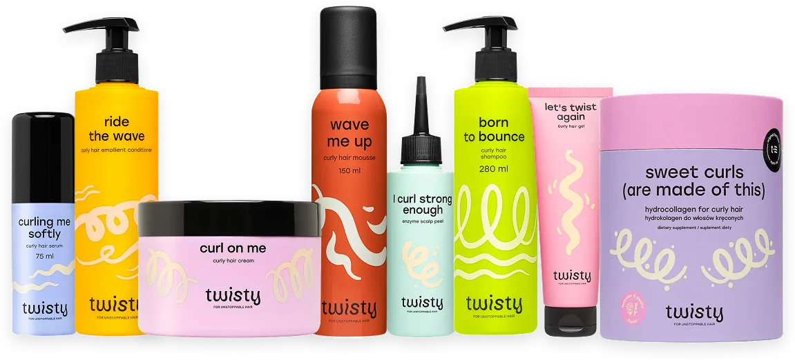 The full Twisty curl care line – shampoos, conditioners, styling products and treatments